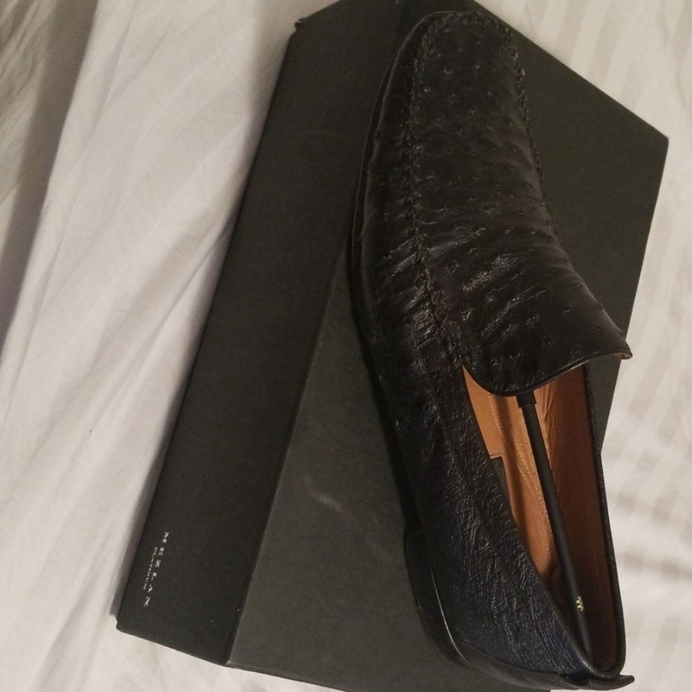 Mezlan Platinum Full Quill Ostrich Loafer